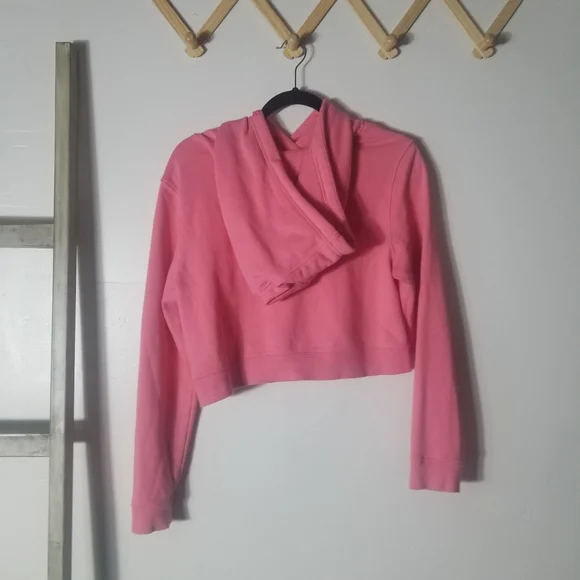 ADIDAS WOMEN'S PINK CROPPED OVERSIZED HOODIE SIZE X-SMALL - Picture 2 of 11
